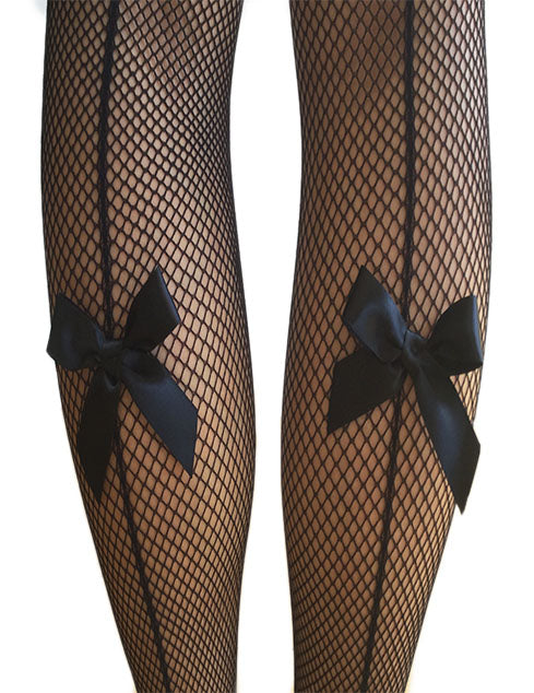 Vixen, Sexy fishnet pantyhose with a backseam and bow detail – Siren Call
